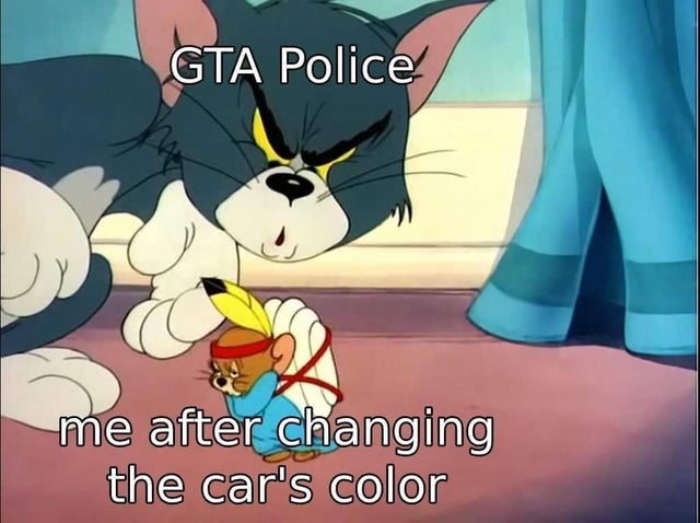 tom looking at indigenous jerry meme template - Gta Police me after changing the car's color