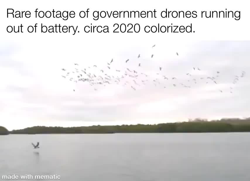 sky - Rare footage of government drones running out of battery. circa 2020 colorized. K made with mematic