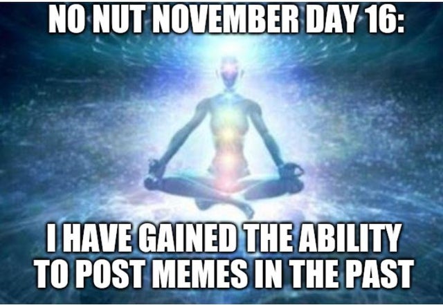 Internet meme - No Nut November Day 16 I Have Gained The Ability To Post Memes In The Past