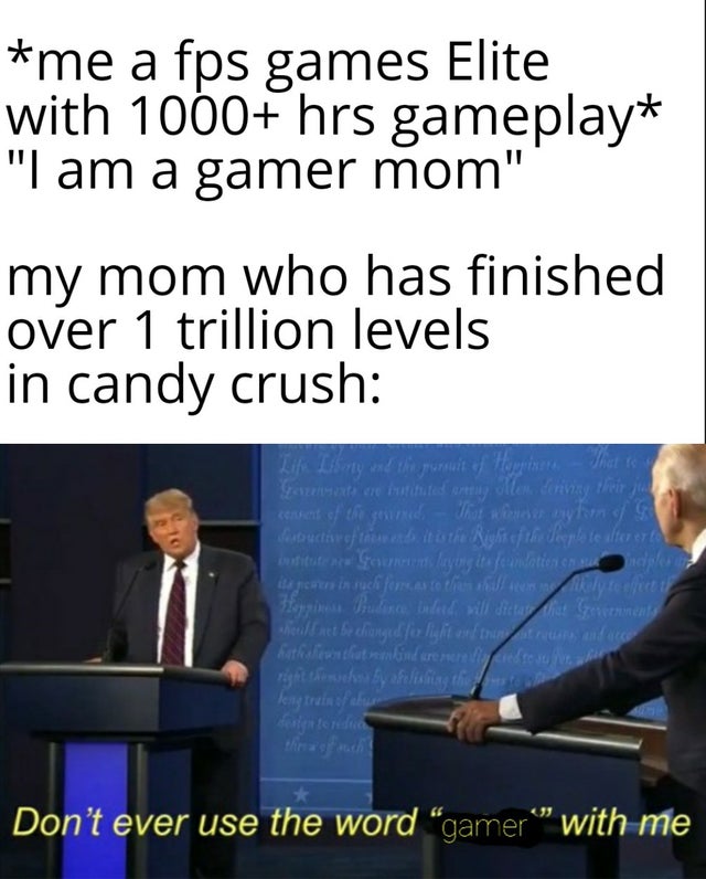 presentation - me a fps games Elite with 1000 hrs gameplay "I am a gamer mom" my mom who has finished over 1 trillion levels in candy crush Life Liberty and the pursuit of Hyzinete that is Sementere butinites en alles deriving their censent of the stunned