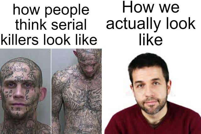 Facial hair - how people How we think serial actually look killers look Seth Q