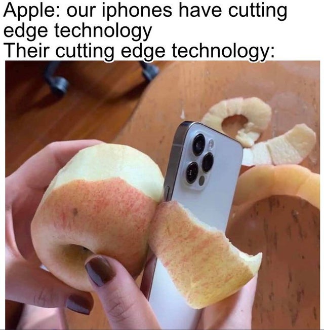 photo caption - Apple our iphones have cutting edge technology Their cutting edge technology