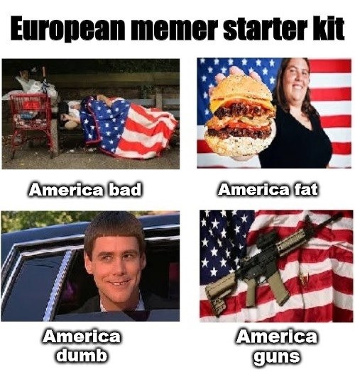 flag of the united states - European memer starter kit America bad America fat 3 America dumb America guns