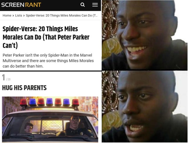 election memes 2020 civil war - Iii Screenrant Q Home > Lists > SpiderVerse 20 Things Miles Morales Can Do T. eo! SpiderVerse 20 Things Miles Morales Can Do That Peter Parker Can't Peter Parker isn't the only SpiderMan in the Marvel Multiverse and there a