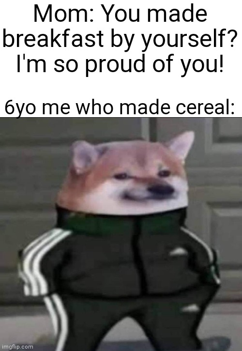 slav doge meme - Mom You made breakfast by yourself? I'm so proud of you! Gyo me who made cereal imgflip.com