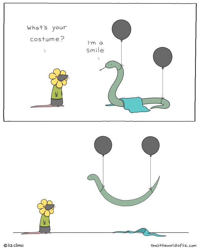 liz climo comics - What's your costume? I'm a Smile liz climo thelittleworld of liz.com