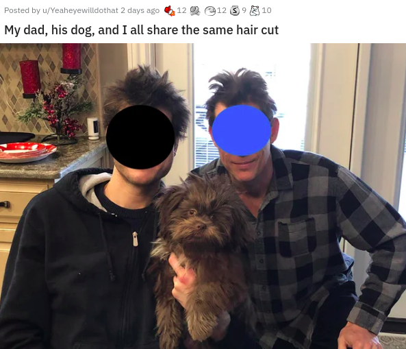 fur - Posted by uYeaheyewilldothat 2 days ago 12 12 S 10 My dad, his dog, and I all the same hair cut