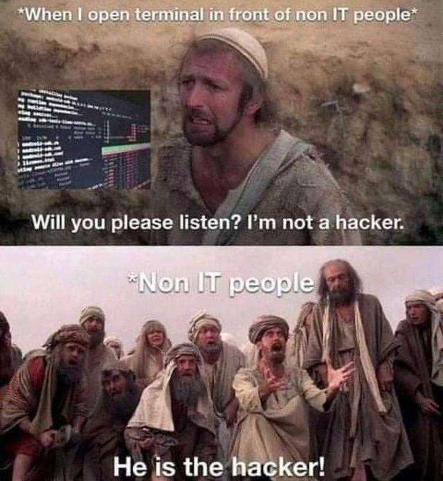 fall guys messiah - When I open terminal in front of non It people Will you please listen? I'm not a hacker. Non It people He is the hacker!