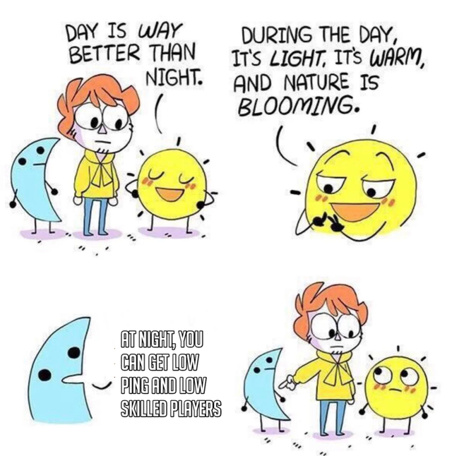 shen comix day vs night - Day Is Way Better Than Night. During The Day, It'S Light, It'S Warm, And Nature Is Blooming. Zi At Night, You Can Get Low Ping And Low Skilled Players It