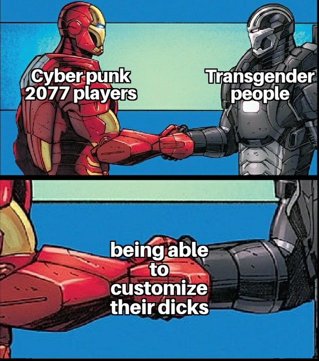 cartoon - Cyber punk 2077 players Transgender people being able to customize their dicks