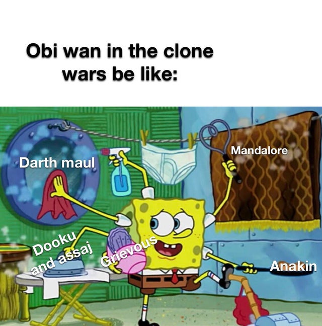 cartoon - Obi wan in the clone wars be Mandalore Darth maula Si Anakin Dooku and assaj Grievous