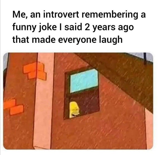 meme me laughing at my own jokes - Me, an introvert remembering a funny joke I said 2 years ago that made everyone laugh