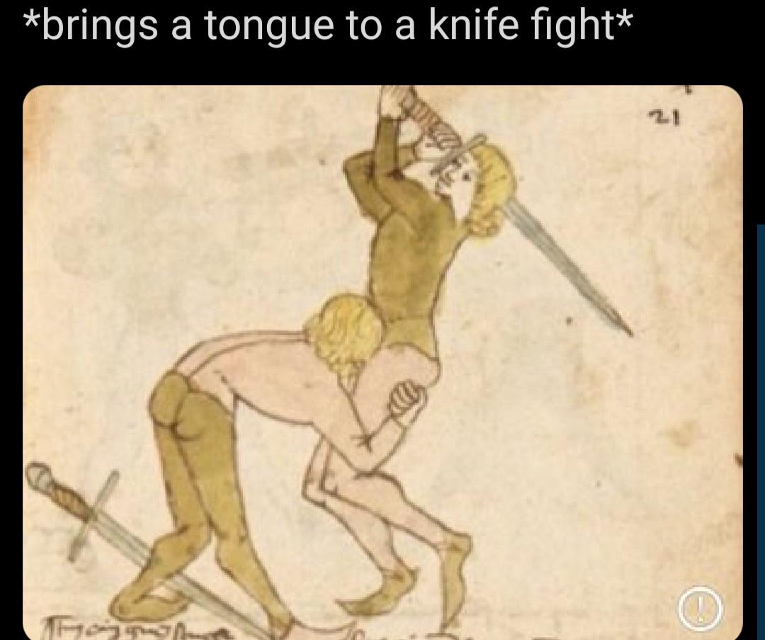cartoon - brings a tongue to a knife fight
