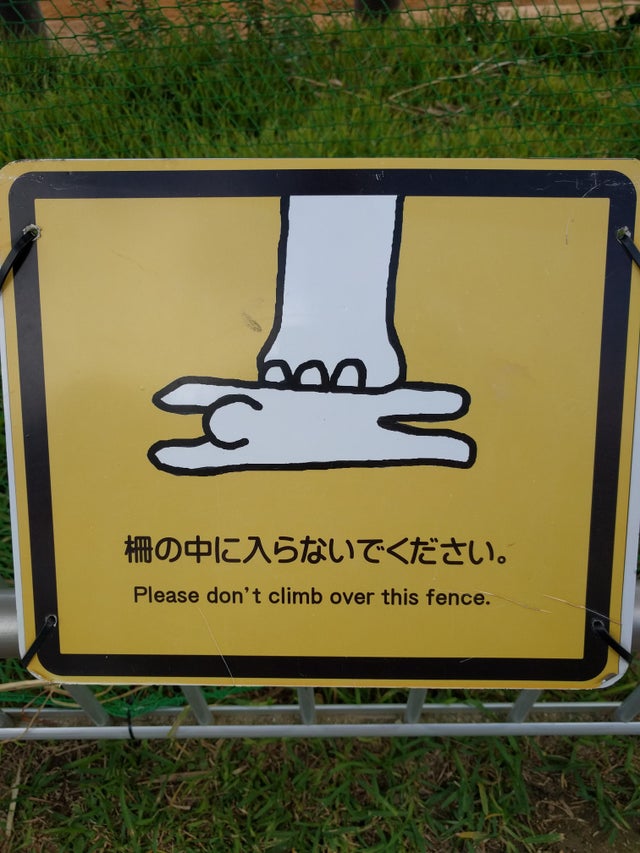 grass - Please don't climb over this fence.