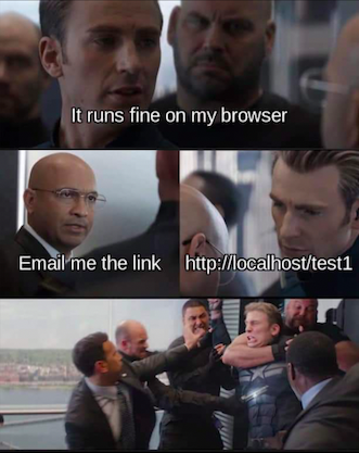 funny pun meme - It runs fine on my browser Email me the link