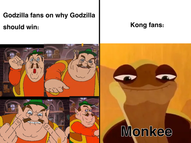 hmm monkey - Godzilla fans on why Godzilla should win Kong fans Xo 01 Monkee