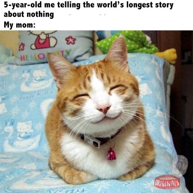 smile funny cat - 5yearold me telling the world's longest story about nothing My mom Hello I Can Has Originals