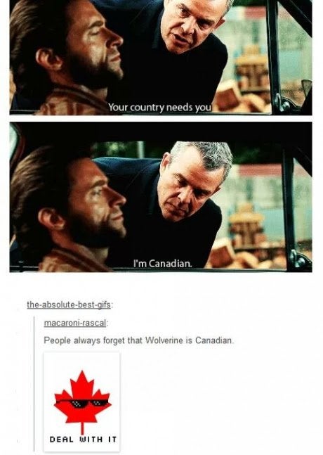 canada maple leaf - Your country needs you I'm Canadian the absolutebestgifs macaronirascal People always forget that Wolverine is Canadian Deal With It