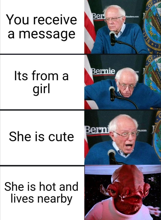 Internet meme - 1776 .3 Of Ber Sanden.com You receive a message Of Bernie Its from a girl Berni She is cute She is hot and lives nearby