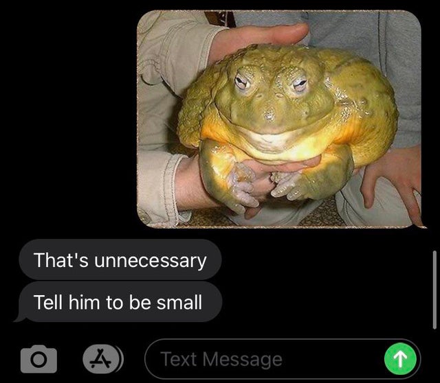 farm frog - That's unnecessary Tell him to be small Text Message