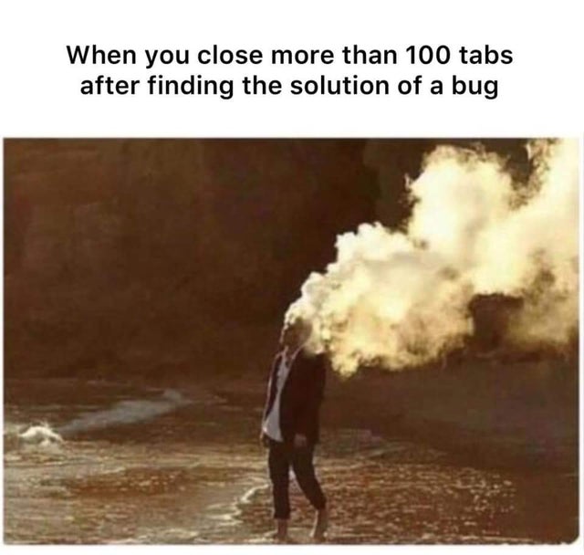 me after arguing with a girl - When you close more than 100 tabs after finding the solution of a bug