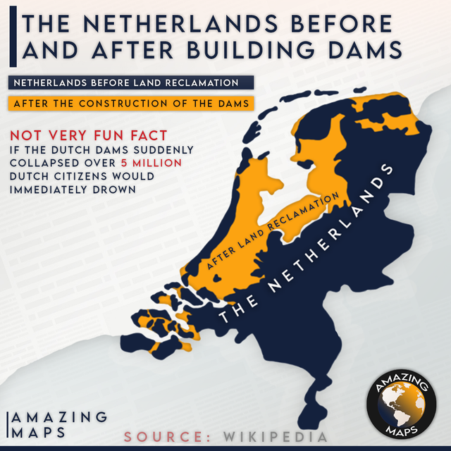 After Land Reclamation The Netherlands The Netherlands Before And After Building Dams Netherlands Before Land Reclamation After The Construction Of The Dams Not Very Fun Fact If The Dutch Dams Suddenly Collapsed Over 5 Million Dutch Citizens Would…