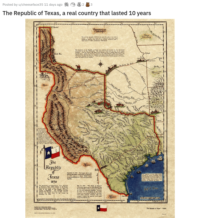 republic of texas 1836 map - Posted by wcheesec 35 11 days $2 The Republic of Texas, a real country that lasted 10 years She Republic Texas 1550