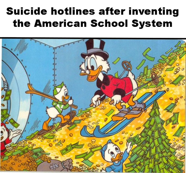 scrooge mcduck skiing - Suicide hotlines after inventing the American School System 9988