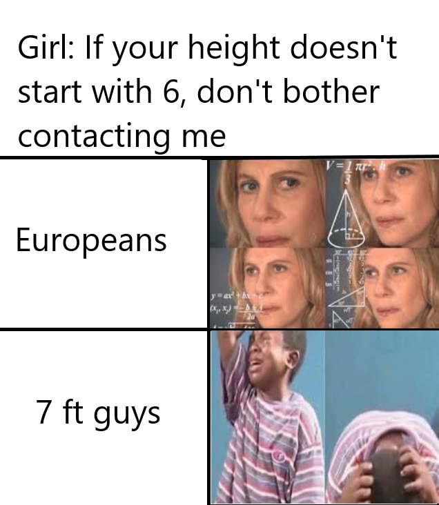 head - Girl If your height doesn't start with 6, don't bother contacting me V 1 nr Europeans ax 7 ft guys al