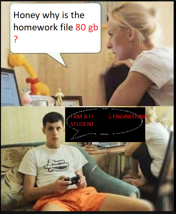 photo caption - Honey why is the homework file 80 gb ? 3 Engineering Cm A F| Student