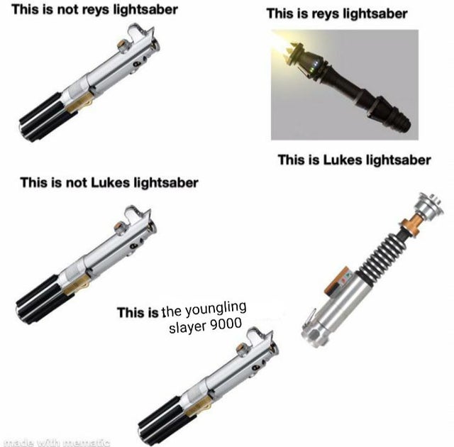 anakin skywalker lightsaber - This is not reys lightsaber This is reys lightsaber This is Lukes lightsaber This is not Lukes lightsaber This is the youngling slayer 9000