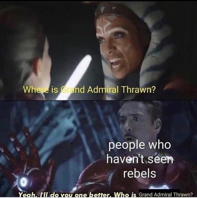 thrawn memes - Where is and Admiral Thrawn? people who haven't seen rebels Yeah, I'll do vou one better. Who is Grand Admiral Thrawn?