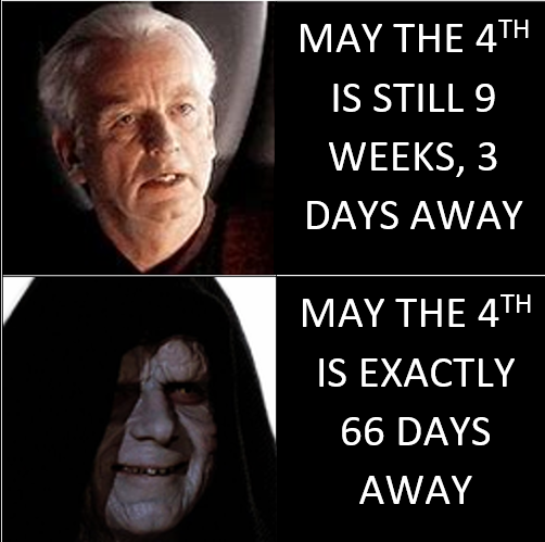 Earthlings - May The 4TH Is Still 9 Weeks, 3 Days Away May The 4TH Is Exactly 66 Days Away