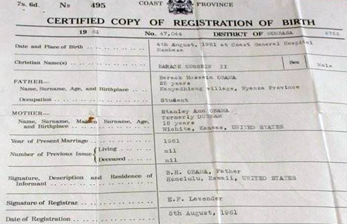 Obama's real Kenya Birth Certificate