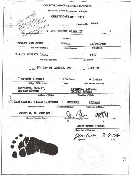 Obama's real Kenya Birth Certificate