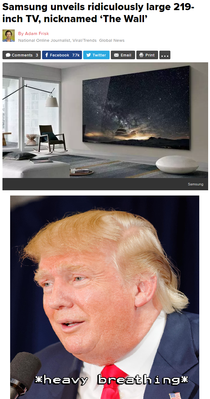 Samsungs new 219" TV has Trump in awe.