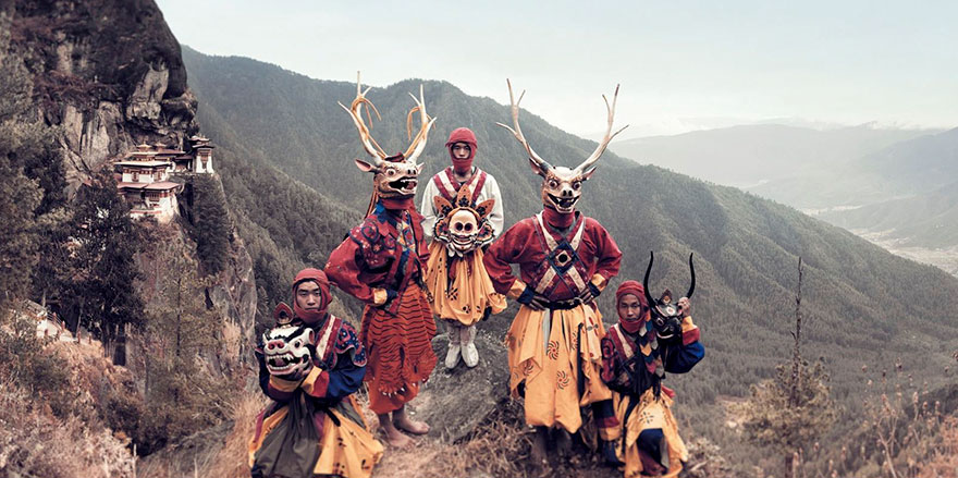  Mask Dancers, Paro, Bhutan
