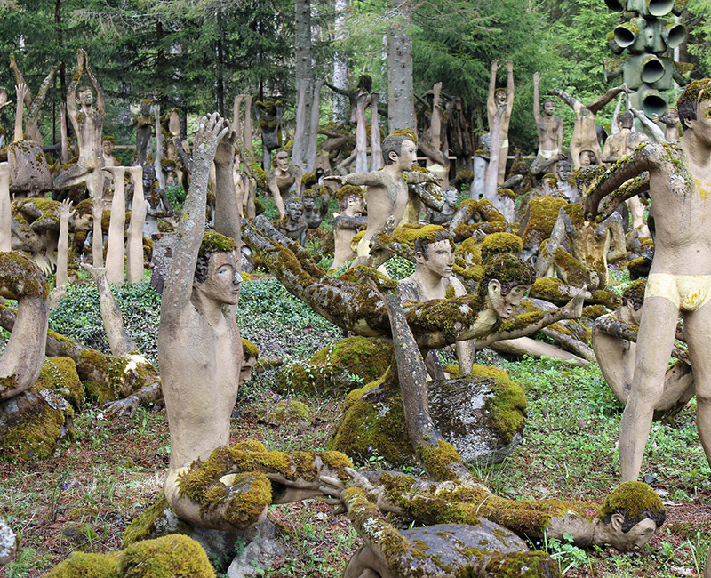 Sculpture Park of Veijo Rönkkönen, Finland 

From the 1960s until his death in 2010, Finnish artist Veijo Rönkkönen dedicated pretty much all of his time to sculpting these creepy figures out stone in a park in Finland. Today, they’re overgrown with moss and look downright freaky!
