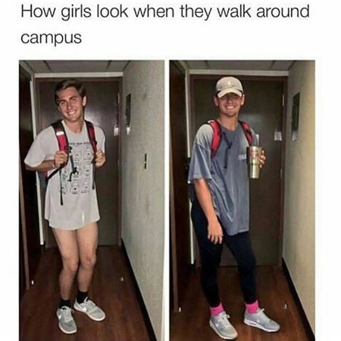 girls look when they walk around campus - How girls look when they walk around campus