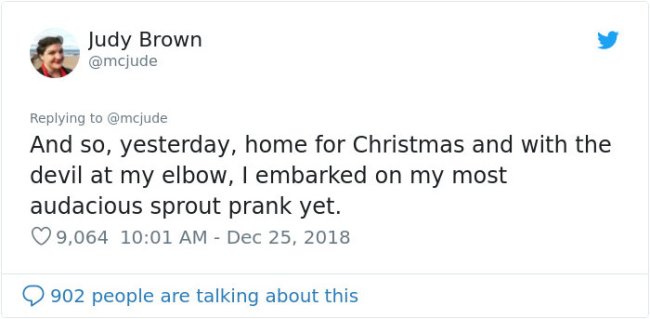 percy jackson fans name - Judy Brown And so, yesterday, home for Christmas and with the devil at my elbow, I embarked on my most audacious sprout prank yet. 9,064