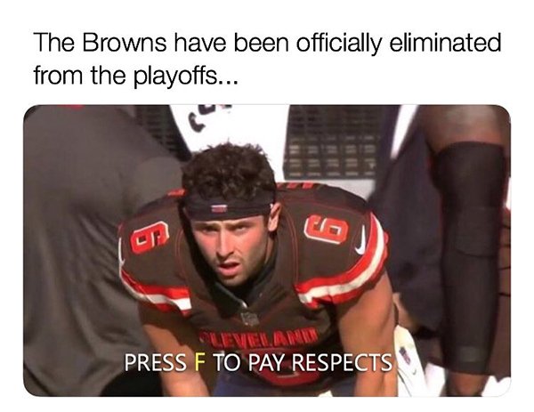 baker mayfield jordan face - The Browns have been officially eliminated from the playoffs... Sleveland Press F To Pay Respects