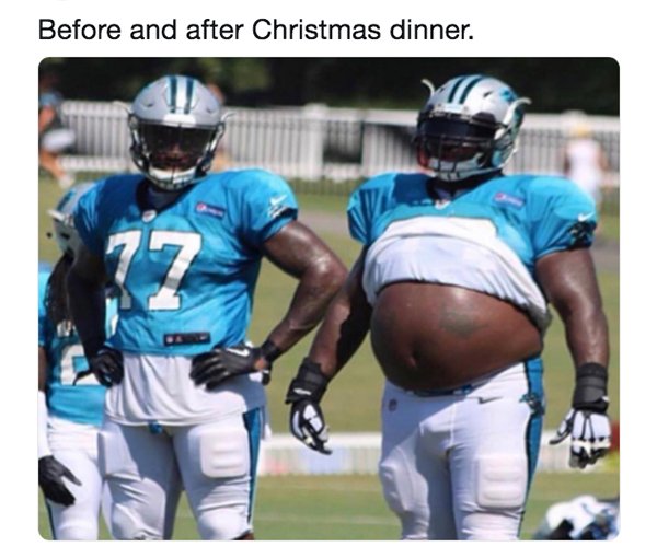 kyle love - Before and after Christmas dinner.
