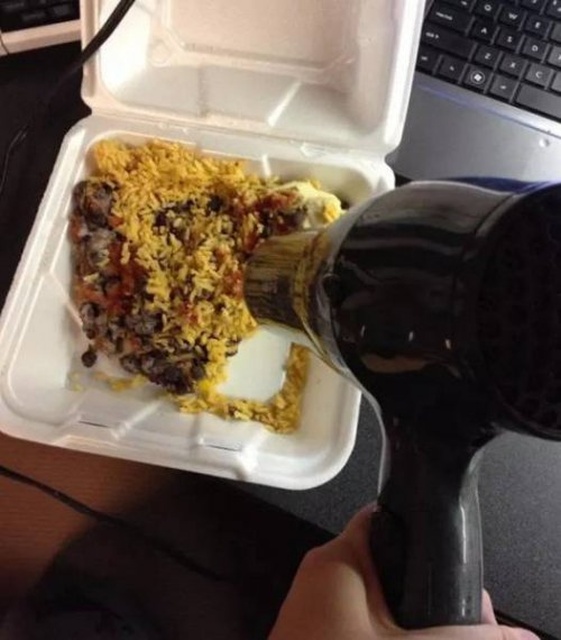 heat up food with a hair dryer