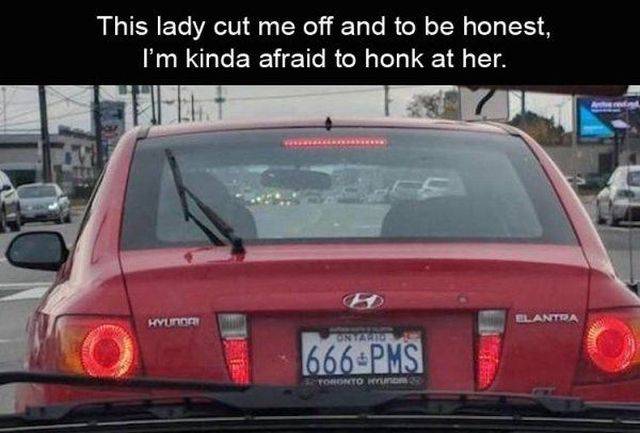 lady cut me off - This lady cut me off and to be honest, I'm kinda afraid to honk at her. 121 Kuna 666 Pms Toronto