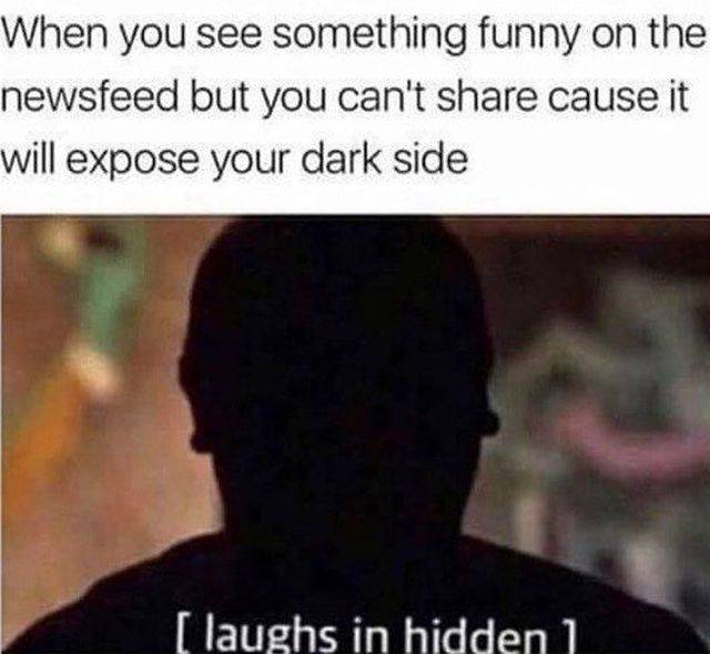 laughs in hidden - When you see something funny on the newsfeed but you can't cause it will expose your dark side laughs in hidden 1