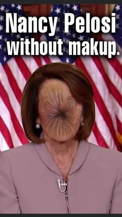photo caption - Nancy Pelosi without makup.