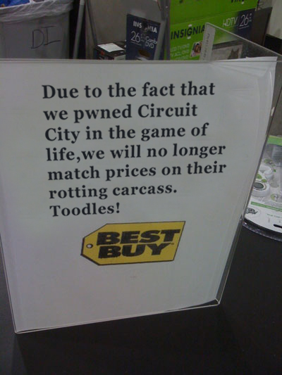 Best Buy is no longer price-matching Circuit City... but do they have to be dicks about it?