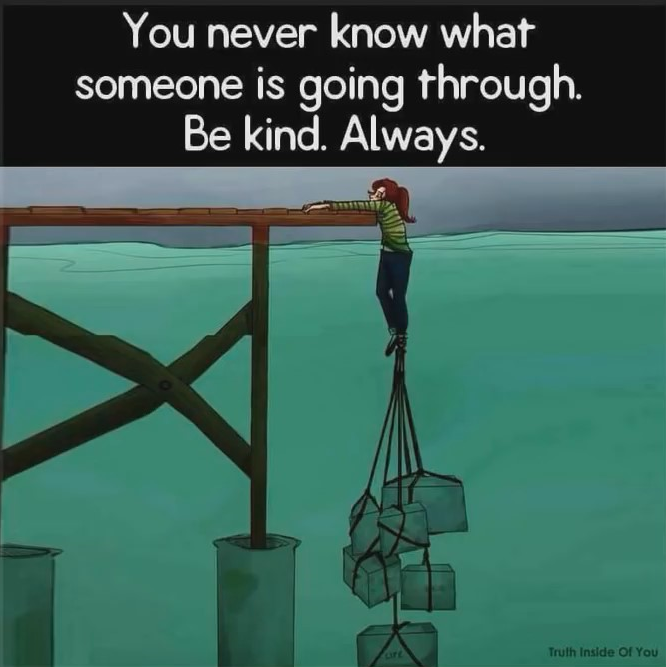 always smile you never know what someones going thr - You never know what someone is going through. Be kind. Always. Truth Inside Of You
