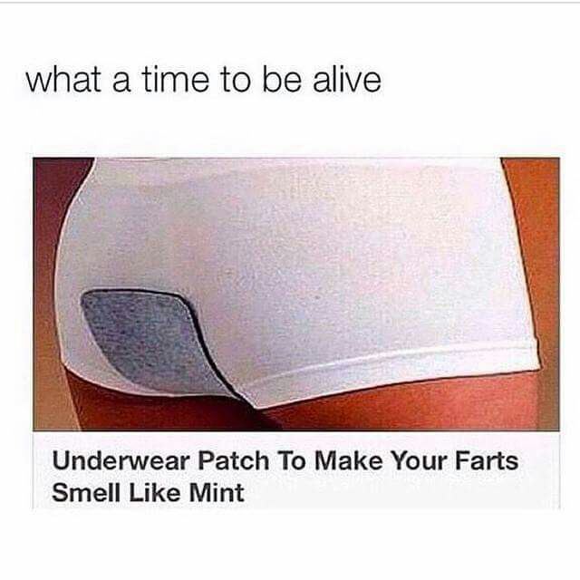 memes - mint fart patch - what a time to be alive Underwear Patch To Make Your Farts Smell Mint