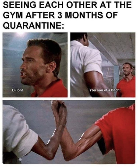 after quarantine meme - Seeing Each Other At The Gym After 3 Months Of Quarantine Dillon! You son of a bitch!